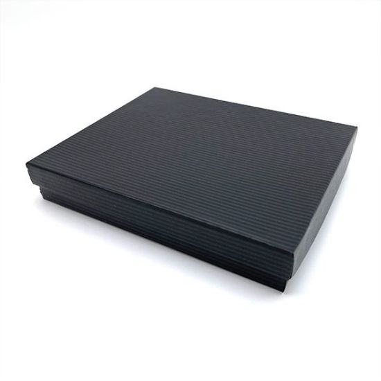 Picture of Black Pin Stripe Cotton Filled Gift Box 5 x 6 x 1 Inch