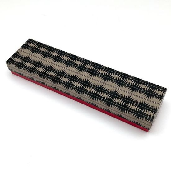 Picture of Tan, Black and Red Cotton Filled Gift Box, 8 x 2 x 1 Inch