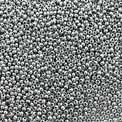 Picture of Size 10 Czech Seed Beads, Metallic Silver, Approximately 25 grams