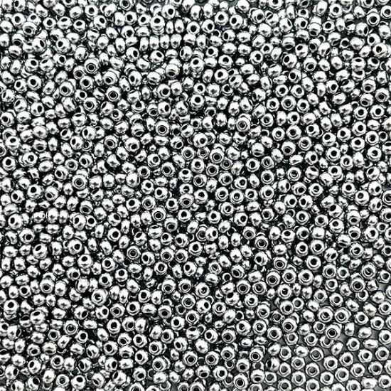 Picture of Size 10 Czech Seed Beads, Metallic Silver, Approximately 25 grams
