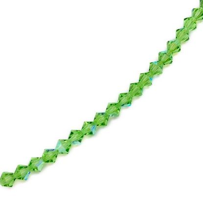 Picture of 6mm Preciosa Bi-Cone, Peridot Aurora Borealis Glass Beads, 5in Strand