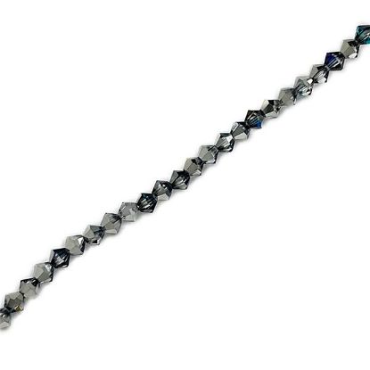 Picture of Preciosa Bi-Cone, Bermuda Aurora Borealis Glass 4mm Beads, 5" Strand