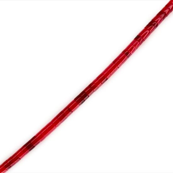 Picture of Block Red with Black Matrix Heishi Beads 4-5mm, 24" Strand