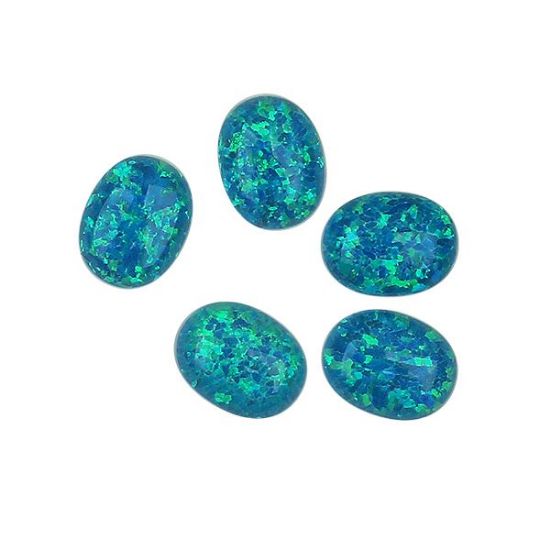 Picture of Imitation Tiffany Blue Opal, Oval Cabochon, 7x9mm