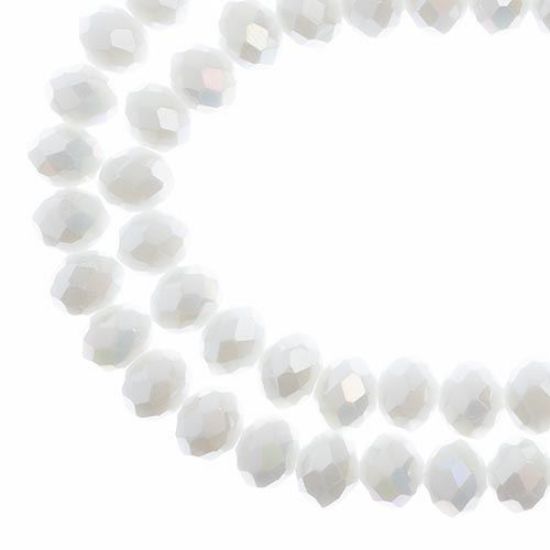 Picture of Crystal Lane 6x8mm Opaque White Aurora Borealis Rondelle, 2 Strand 7" Strands