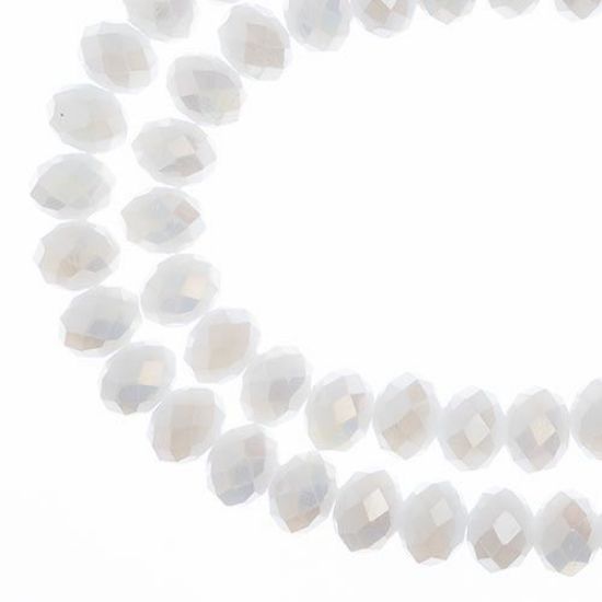 Picture of Crystal Lane 6x8mm Opaque White Matte Aurora Borealis Rondelle, 2 Strand 7" Strands
