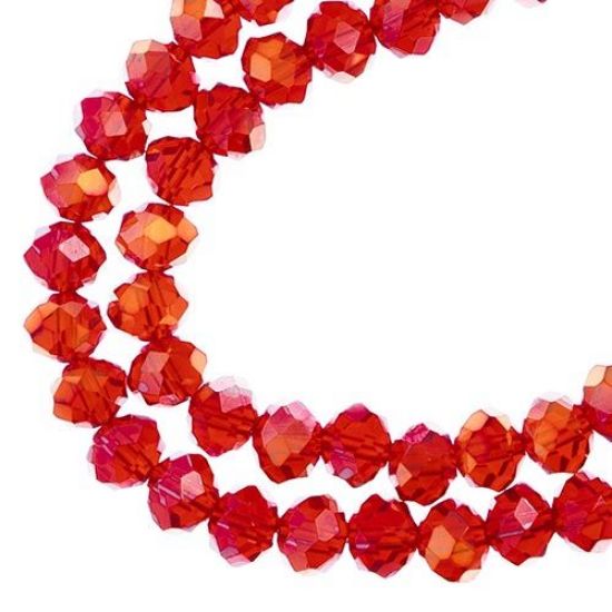 Picture of Crystal Lane 6x8mm Transparent Red Aurora Borealis Rondelle, 2 Strand 7" Strands