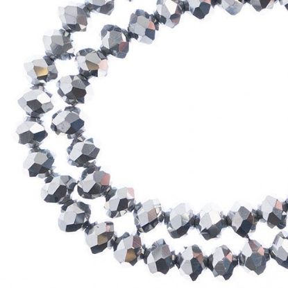 Picture of Crystal Lane 6x8mm Opaque Silver Iris Rondelle, 2 Strand 7" Strands