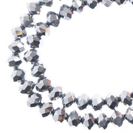 Picture of Crystal Lane 6x8mm Opaque Silver Iris Rondelle, 2 Strand 7" Strands