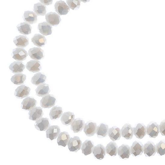 Picture of Crystal Lane 3x4mm Opaque White Aurora Borealis Rondelle, 2 Strand 7" Strands