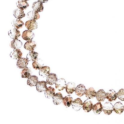 Picture of Crystal Lane 3x4mm Transparent Crystal with Half Copper Iris Rondelle, 2 Strand 7" Strands