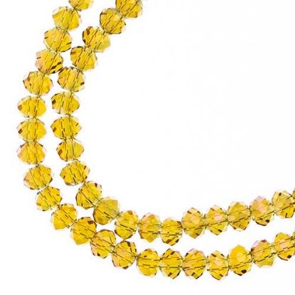 Picture of Crystal Lane 3x4mm Transparent Light Amber with Purple Luster Rondelle, 2 Strand 7" Strands