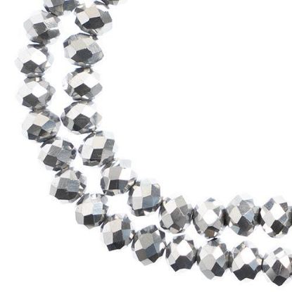 Picture of Crystal Lane 4x6mm Opaque Silver Iris Rondelle, 2 Strand 7" Strands