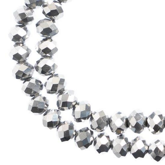 Picture of Crystal Lane 4x6mm Opaque Silver Iris Rondelle, 2 Strand 7" Strands