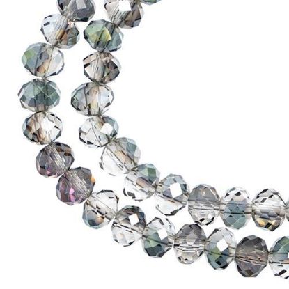 Picture of Crystal Lane 4x6mm Transparent Rose Green Luster Rondelle, 2 Strand 7" Strands