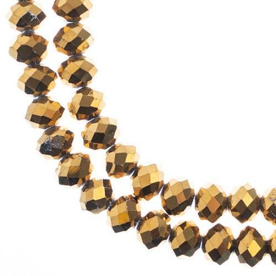 Picture of Crystal Lane 8x10mm Opaque Gold Iris Rondelle, 2 Strand 7" Strands