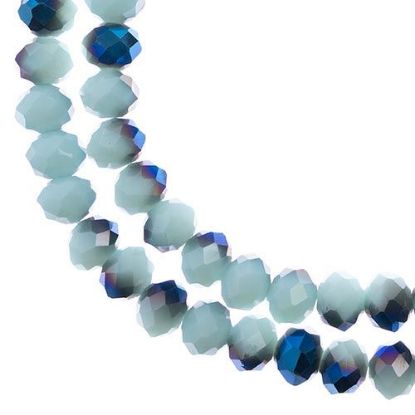 Picture of Crystal Lane 8x10mm Opaque Light Blue Iris Rondelle, 2 Strand 7" Strands