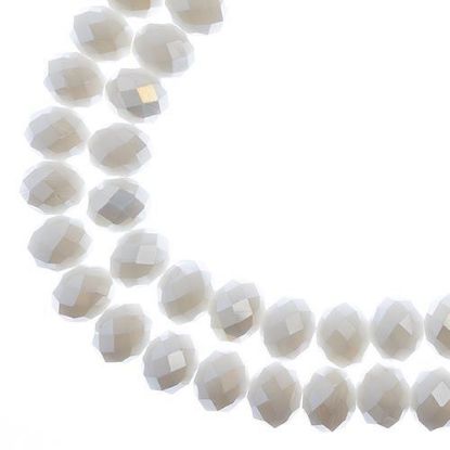 Picture of Crystal Lane 8x10mm Opaque White Aurora Borealis Rondelle, 2 Strand 7" Strands
