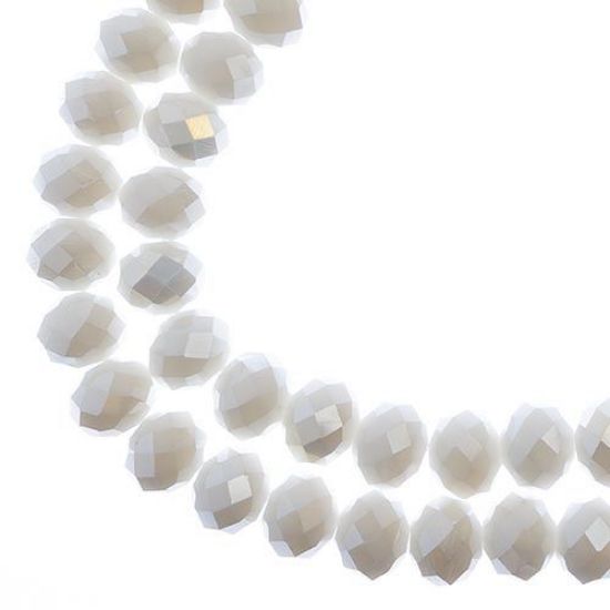 Picture of Crystal Lane 8x10mm Opaque White Aurora Borealis Rondelle, 2 Strand 7" Strands