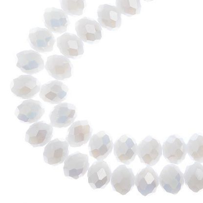 Picture of Crystal Lane 8x10mm Opaque White Matte Aurora Borealis Rondelle, 2 Strand 7" Strands