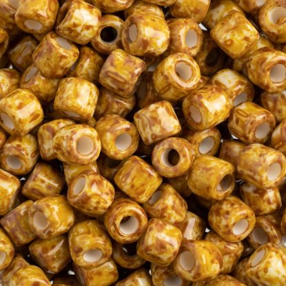 Picture of Czech Glass Rola Beads, Opaque Travertine on Chalk White, 6mm