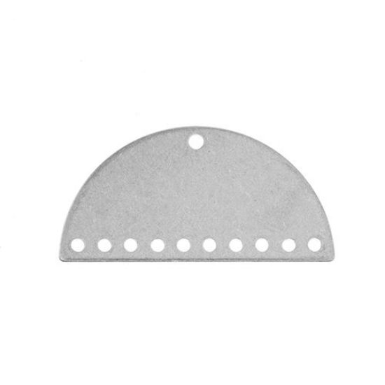 Picture of Beadwork Findings Silver Pendant Round Half Moon semicircle with 10+1 Holes 30x15x1mm, 6 pieces.