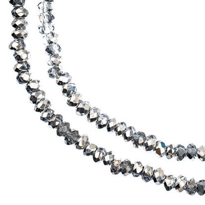 Picture of Crystal Lane 1.5x2.5mm Transparent Half Silver Iris Rondelle, 2 Strand 7" Strands