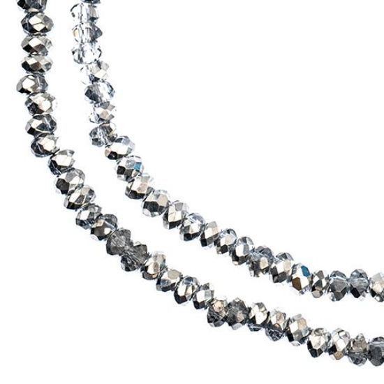 Picture of Crystal Lane 1.5x2.5mm Transparent Half Silver Iris Rondelle, 2 Strand 7" Strands