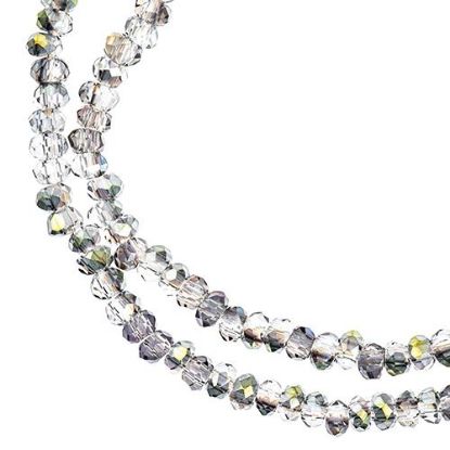 Picture of Crystal Lane 1.5x2.5mm Transparent Rose Green Luster Rondelle, 2 Strand 7" Strands