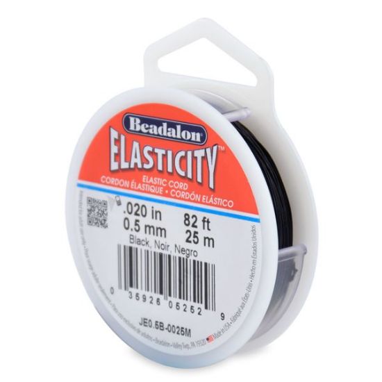 Picture of Beadalon Black Elasticity&trade; Cord .5mm x 25 Meter