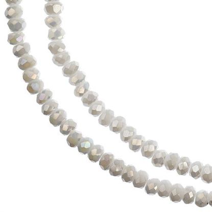 Picture of Crystal Lane 1.5x2.5mm Opaque White Aurora Borealis Rondelle, 2 Strand 7" Strands