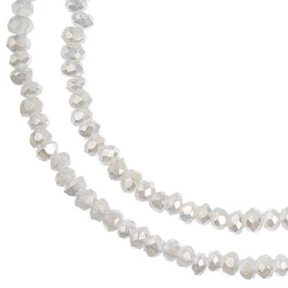 Picture of Crystal Lane 1.5x2.5mm Opaque Matte White Aurora Borealis Rondelle, 2 Strand 7" Strands