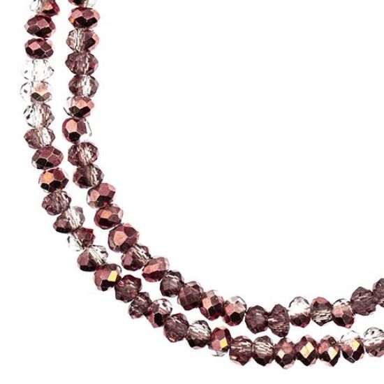 Picture of Crystal Lane 1.5x2.5mm Transparent Crystal with Half Copper Iris Rondelle, 2 Strand 7" Strands