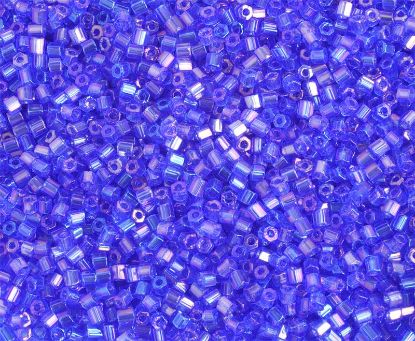 Picture of 2-Cut Size 10/0, Preciosa Czech Seed Bead, Transparent Blue Aurora Borealis, Sold by the Hank
