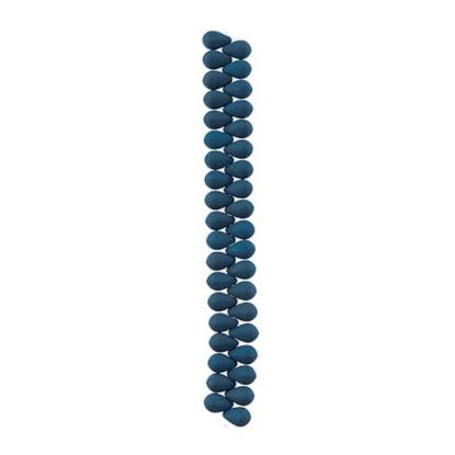 Picture of 6x9mm Czech Glass Bead White Alabaster Velvet Dark Teal Blue, 38 pieces