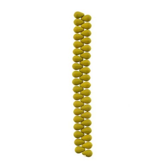 Picture of 6x9mm Czech Glass Bead White Alabaster Velvet Yellow Green, 38 pieces