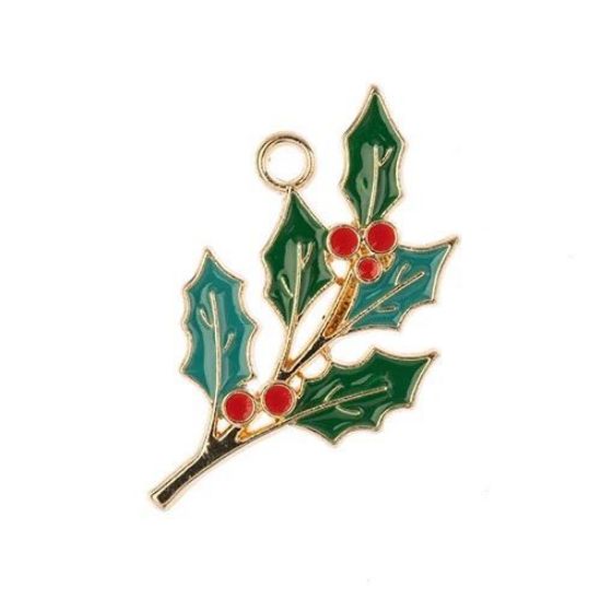 Picture of Sweet & Petite Holiday Charms, 19x34mm Holly Sprig, 2 pieces
