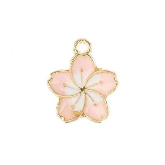 Picture of Sweet & Petite Charms, 13x16mm Pink Flower, 8 pieces