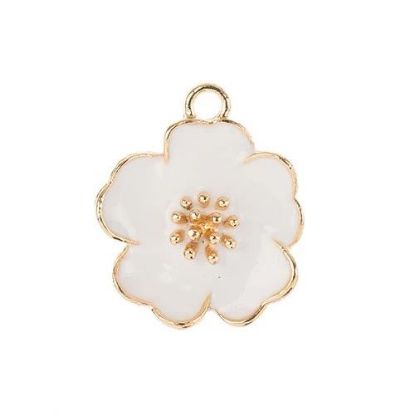 Picture of Sweet & Petite Charms, 20x24mm White Flower, 4 pieces