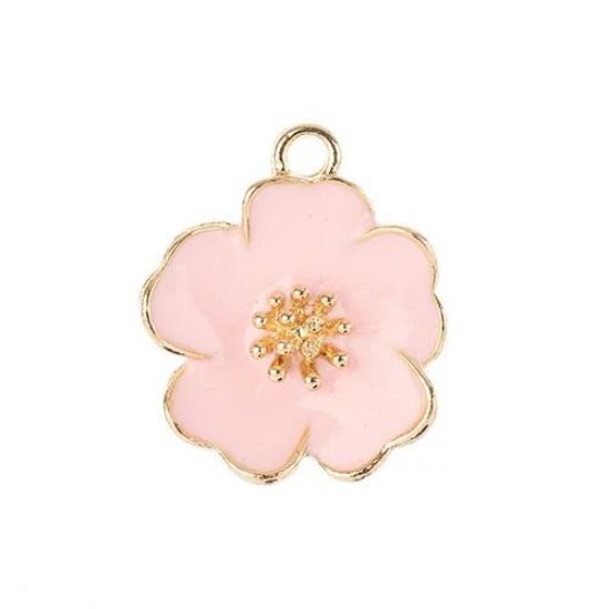 Picture of Sweet & Petite Charms, 20x24mm Pink Flower, 4 pieces
