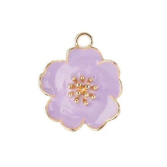 Picture of Sweet & Petite Charms, 20x24mm Purple Flower, 4 pieces