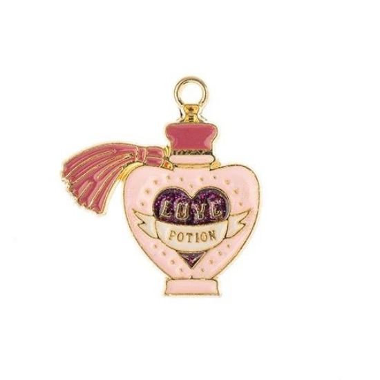 Picture of Sweet & Petite Charms, 25x23mm Perfume Bottle Pink, 4 pieces