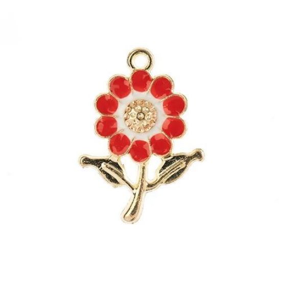 Picture of Sweet & Petite Charms, 27x19mm Daisy Red, 8 pieces