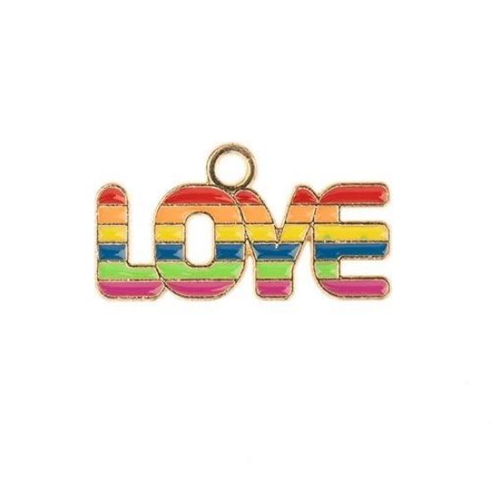 Picture of Sweet & Petite Charms, 12x22mm Rainbow Love, 8 pieces