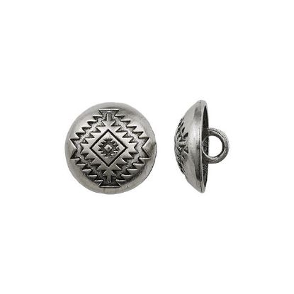 Picture of Silver Plated Base Metal Rug Pattern Concho Button 18mm, - unit of 10