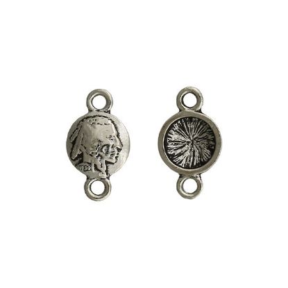 Picture of Silver Plated Base Metal Indian Head Concho Link, 10mm - unit of 10