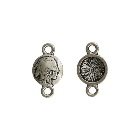 Picture of Silver Plated Base Metal Indian Head Concho Link, 10mm - unit of 10