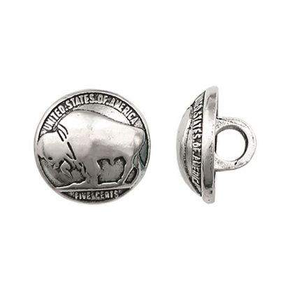 Picture of Silver Plated Base Metal Buffalo Concho, 15mm - unit of 10