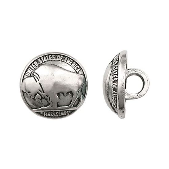Picture of Silver Plated Base Metal Buffalo Concho, 15mm - unit of 10