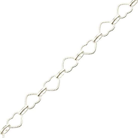 Picture of Sterling Silver Heart Long and Short Bulk Chain, 5.6mm, Sold by the Foot